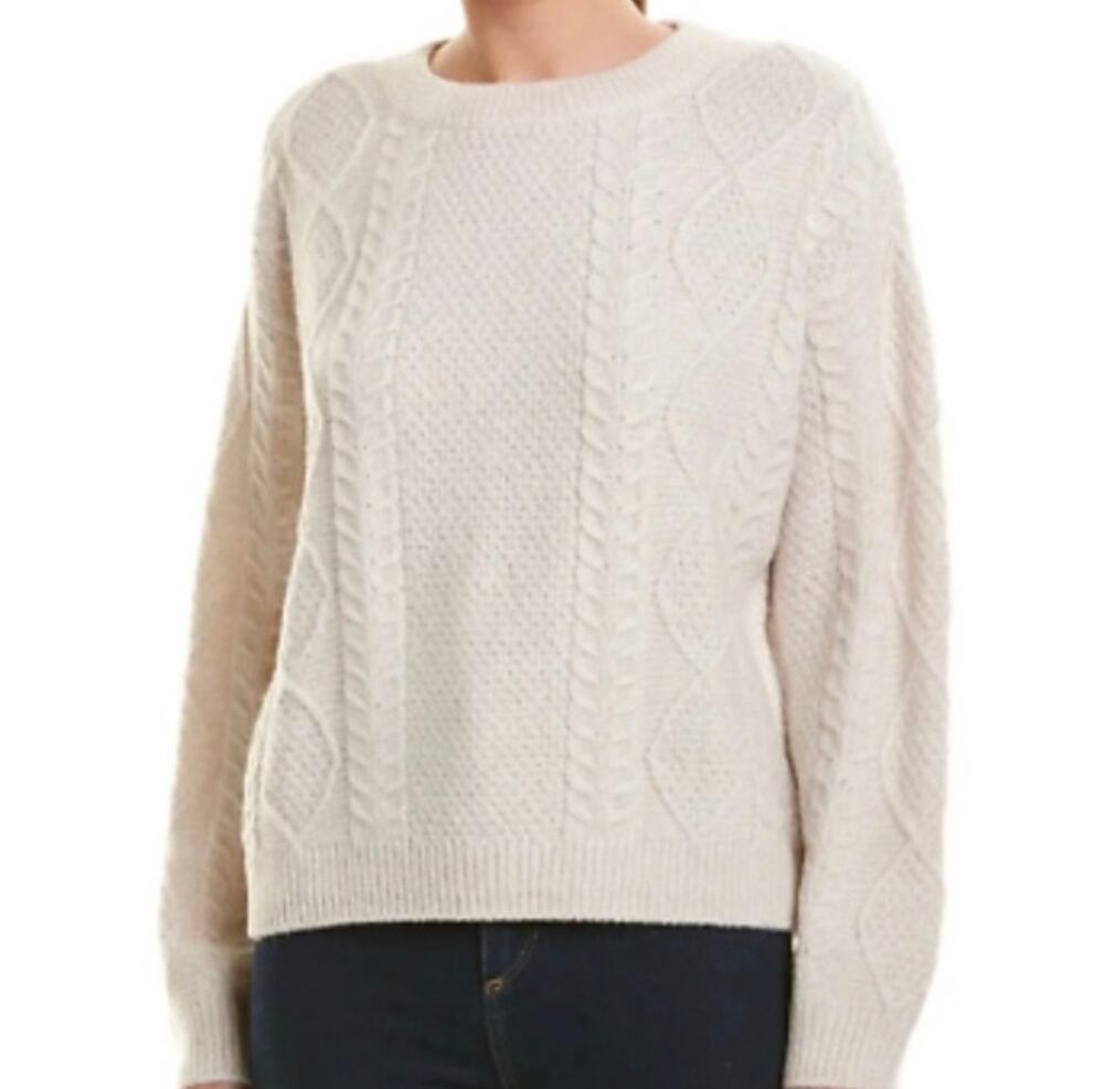 VINCE Wool & Cashmere Cable Knit Crewneck Sweater Oatmeal Size XS